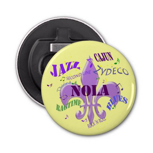 NOLA New Orleans Music yellow Bottle Opener