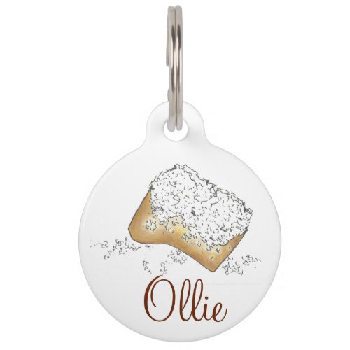 NOLA New Orleans Sugary Beignet Pastry Dog Pet Tag