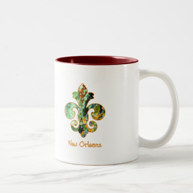 NOLA Painted Fleur de lis (6) Two-Tone Coffee Mug (Right)