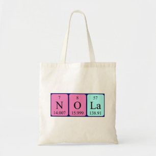 Nola periodic table name tote bag