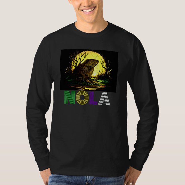 Nola Saying New Orleans Mardi Gras Nutria Rat  2 T-Shirt (Front)