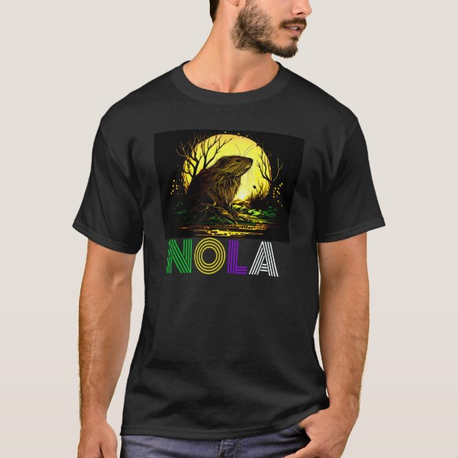 Nola Saying New Orleans Mardi Gras Nutria Rat  2 T-Shirt (Front)
