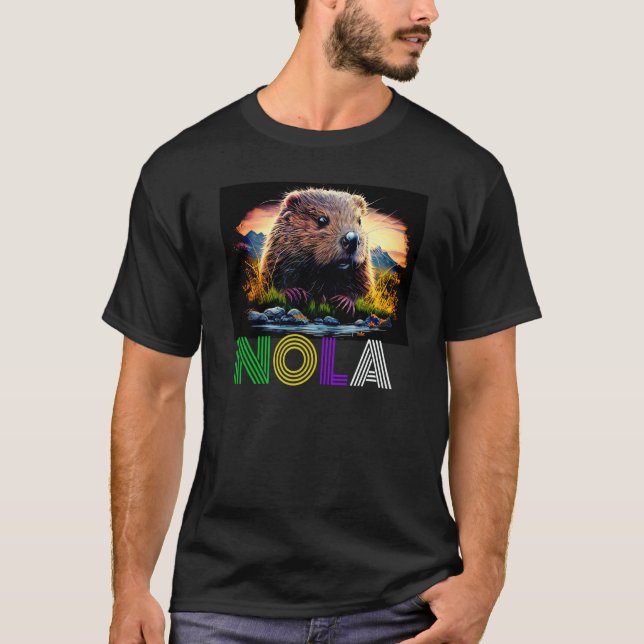 Nola Saying New Orleans Mardi Gras Nutria Rat  4 T-Shirt (Front)