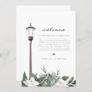 NOLA Watercolor Magnolia Welcome Letter Timeline Menu