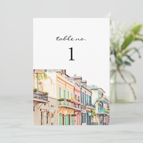 NOLA Watercolor New Orleans Travel Table Number