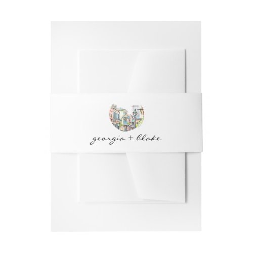 NOLA  Watercolor New Orleans Wedding Belly Band