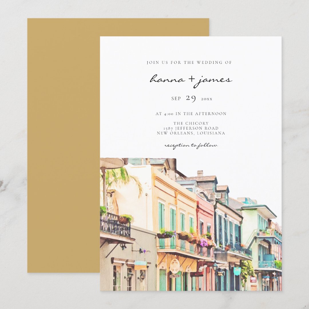 Nola Watercolor New Orleans Wedding Invitation Zazzle