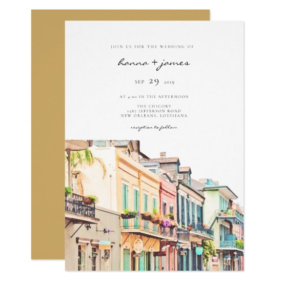 Nola - Watercolor New Orleans Wedding Invitation