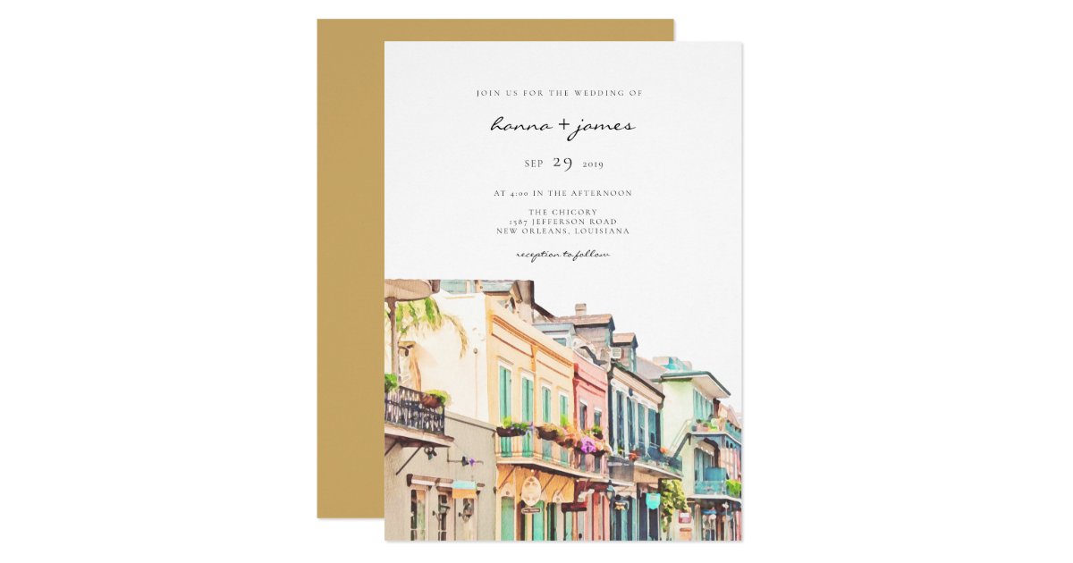 Nola - Watercolor New Orleans Wedding Invitation | Zazzle.com