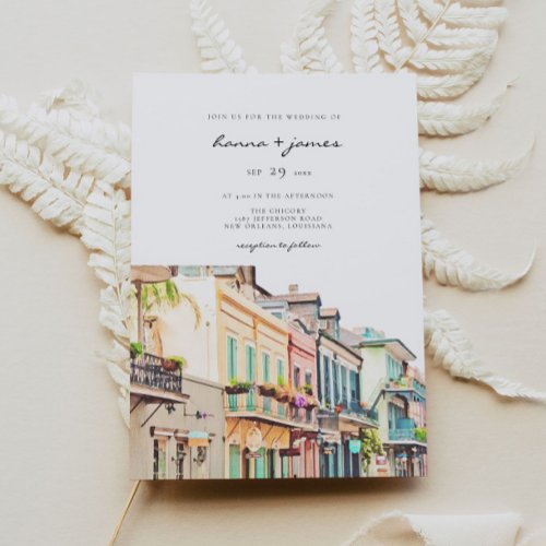 Nola _ Watercolor New Orleans Wedding Invitation