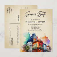 Nola Watercolor New Orleans Wedding Save The Date