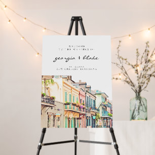 NOLA Watercolor New Orleans Wedding Welcome Foam Board