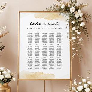 NOLA  Yellow Watercolor Wedding Seating Chart
