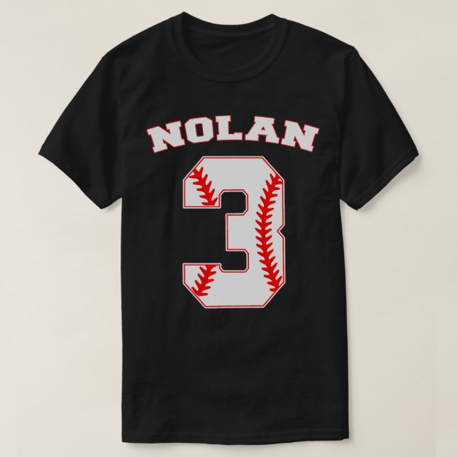 Nolan Baseball Name Three Years 3rd Birthday Numbe T-Shirt (Design Front)
