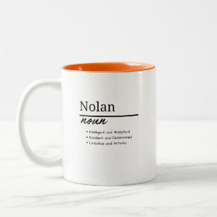 Nolan, Boy Personalized Name Definition Two-Tone Coffee Mug
