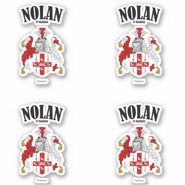 Nolan Crest Irish Translation & Meaning (x4) Sticker (Front)