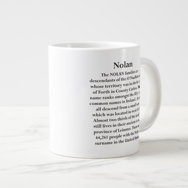 Nolan (O'Nuallain) Giant Coffee Mug (Front Right)