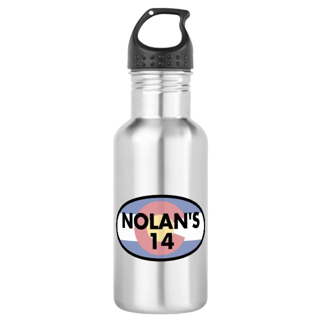 Nolan's 14 Colorado Flag Oval Stainless Steel Water Bottle (Front)