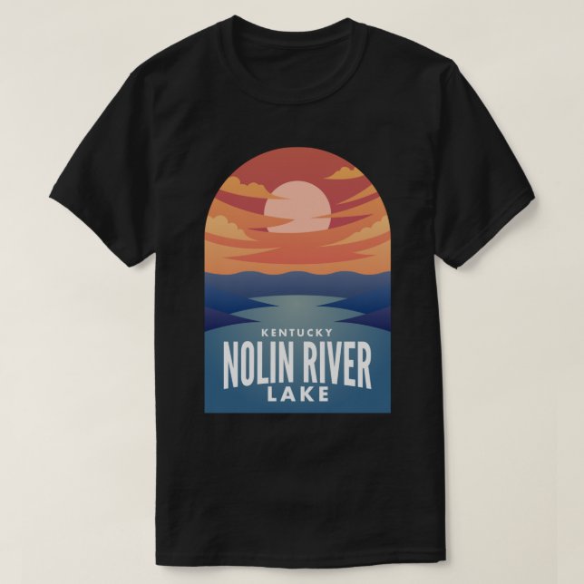 Nolin River Lake KY Retro Sunset Sticker T-Shirt (Design Front)