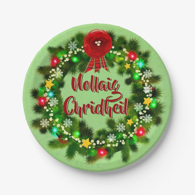 Nollaig Chridheil Scottish Christmas 7" Paper Plates (Front)