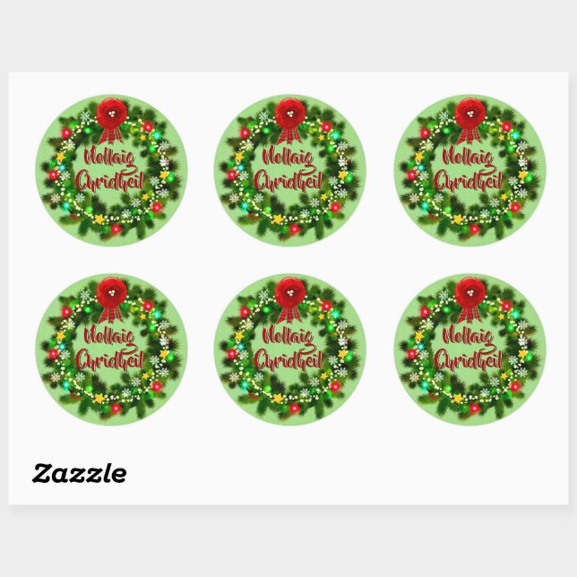 Nollaig Chridheil Scottish Christmas Classic Round Sticker (Sheet)