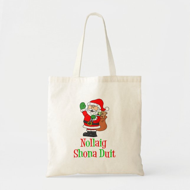 Nollaig Shona Duit Irish Christmas Santa Tote Bag (Front)