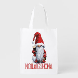 Nollaig Shona Gnome Holding A Glass Of Irish Dry Grocery Bag