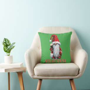 Nollaig Shona Gnome Holding A Glass Of Irish Dry Throw Pillow