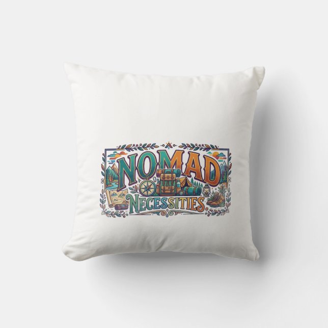 Nomad Necessities T-Shirt Throw Pillow (Front)