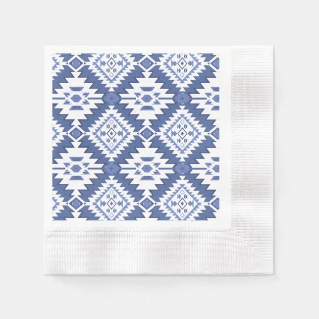 NOMADESAUSTRALIENS Blue aztec design Napkins (Front)