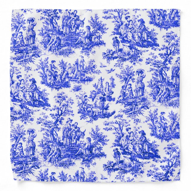 NOMADESAUSTRALIENS French Royal blue Jouy design Bandana (Front)