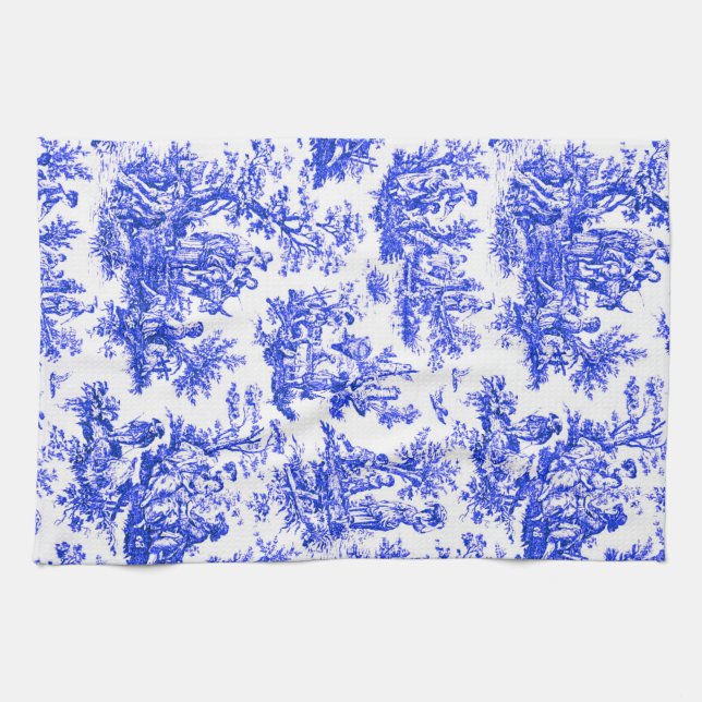 NOMADESAUSTRALIENS French Royal blue Jouy design Kitchen Towel (Horizontal)