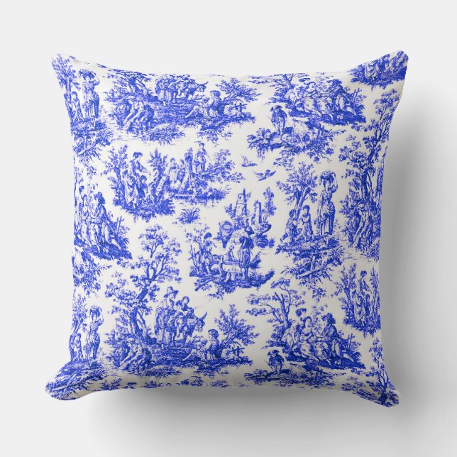 NOMADESAUSTRALIENS French Royal blue Jouy design Throw Pillow (Front)