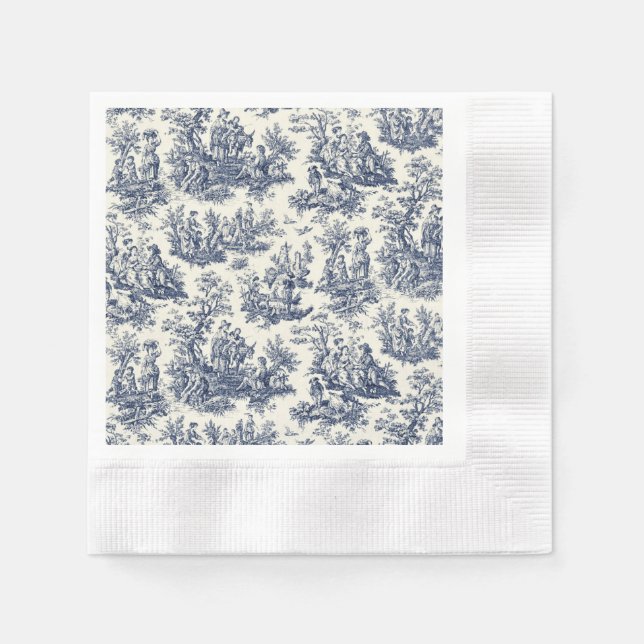 NOMADESAUSTRALIENS  Navy toile de Jouy Napkins (Front)
