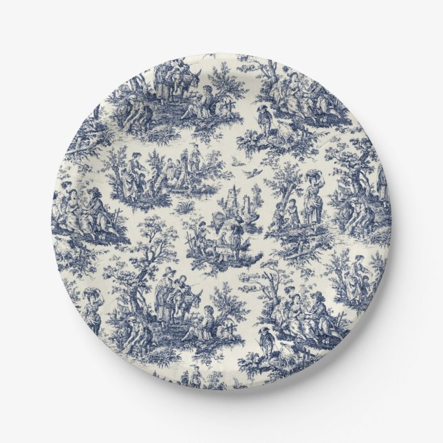 NOMADESAUSTRALIENS  navy toile de Jouy Paper Plates (Front)