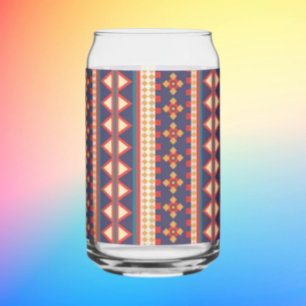 Nomadic Threads   Aztec Pattern Can Glass