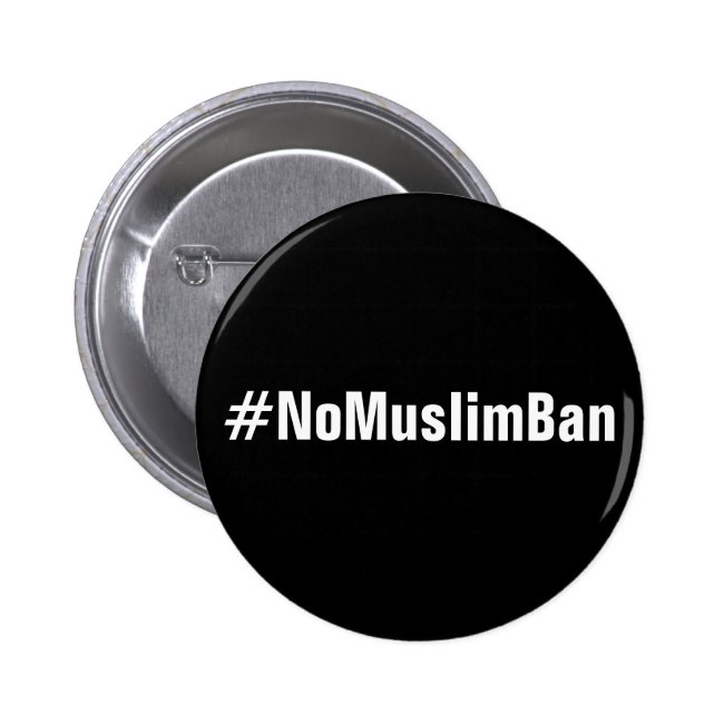 #NoMuslimBan, bold white text on black button