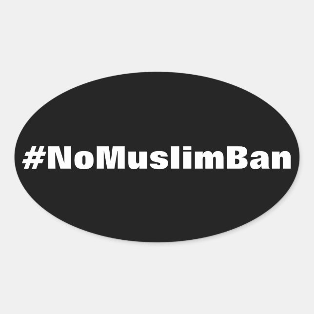 #NoMuslimBan, white text on black stickers (Front)
