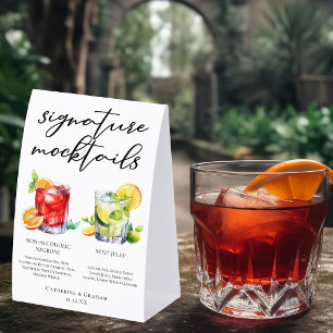 Non-Alcoholic Negroni Mint Julep Mocktails Menu Paper Table Tent