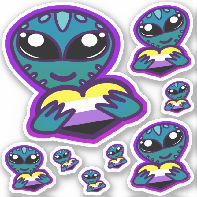 Non-Binary and Proud Alien Stickers (Front)