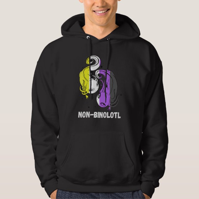 Non Binary Axolotl Genderqueer Pride Lgbt Nonbinar Hoodie (Front)