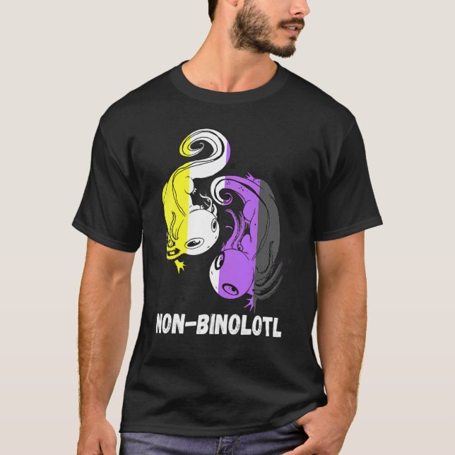 Non Binary Axolotl Genderqueer Pride Lgbt Nonbinar T-Shirt (Front)