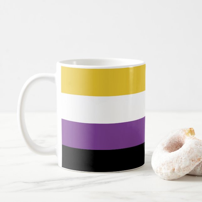 Non Binary Colors Flag Coffee Mug (With Donut)