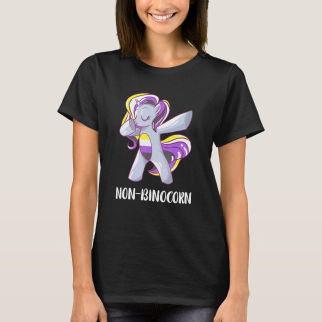 Non Binary Dabbing Unicorn LGBT Nonbinary Pride No T-Shirt (Front)