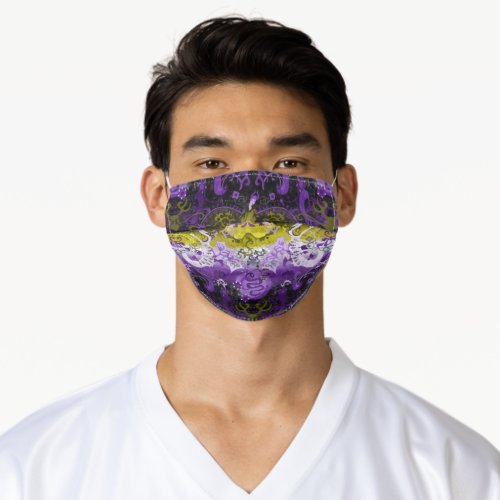 Non_Binary Dragon Damask _ NonBinary Pride Flag Adult Cloth Face Mask