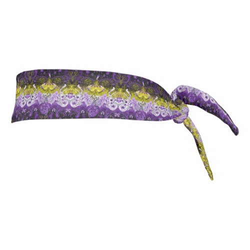 Non_Binary Dragon Damask _ NonBinary Pride Flag Tie Headband