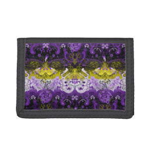 Non-Binary Dragon Damask - NonBinary Pride Flag Trifold Wallet