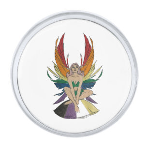 Non-binary Faerie Silver Finish Lapel Pin