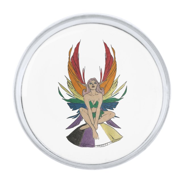 Non-binary Faerie Silver Finish Lapel Pin (Front)