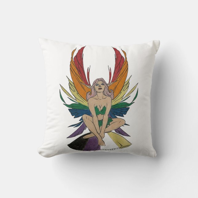 Non-binary Faerie Throw Pillow (Front)